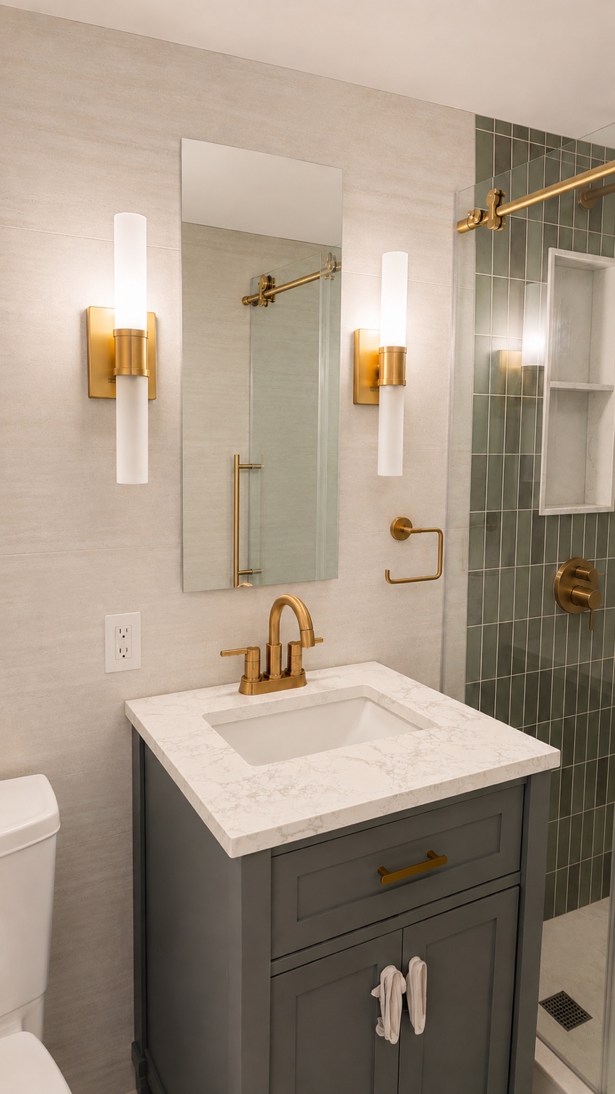 Bathroom with custom shower and vanity