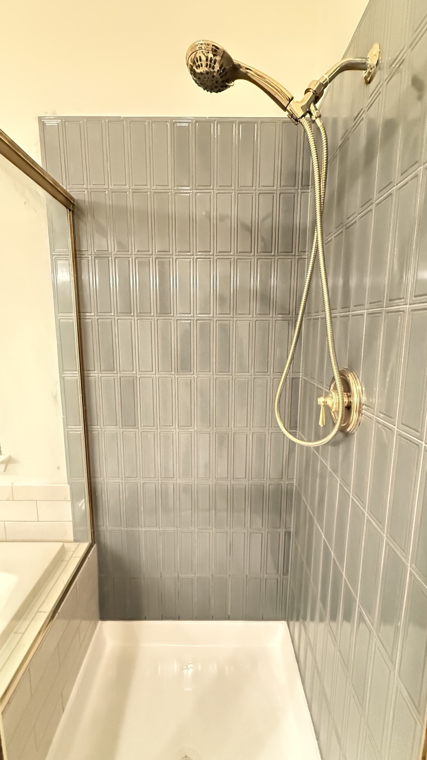 Vertical tile shower wall